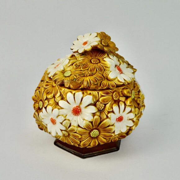 Fred Roberts Co. Daisy Round Cookie Jar Vintage - Picture 5 of 10